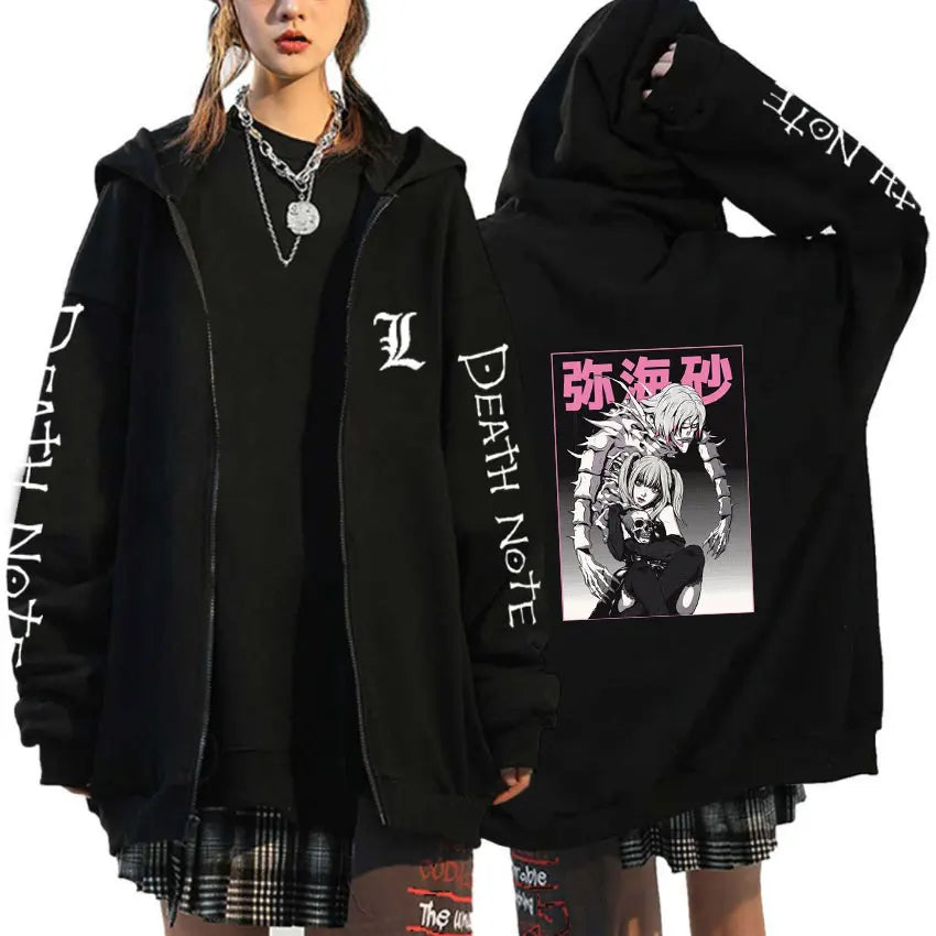 Death Note Zip-Up Hoodie | Misa, L & Ryuk Fleece Sweatshirt Hoodies & Sweatshirts - The Eezee Shop