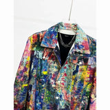 Y2K Graffiti Print Denim Jacket | Unisex Loose Streetwear Jackets - The Eezee Shop