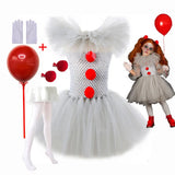 Girls Pennywise Tutu Dress Costume | Kids Clown Cosplay Set Halloween Costumes - The Eezee Shop