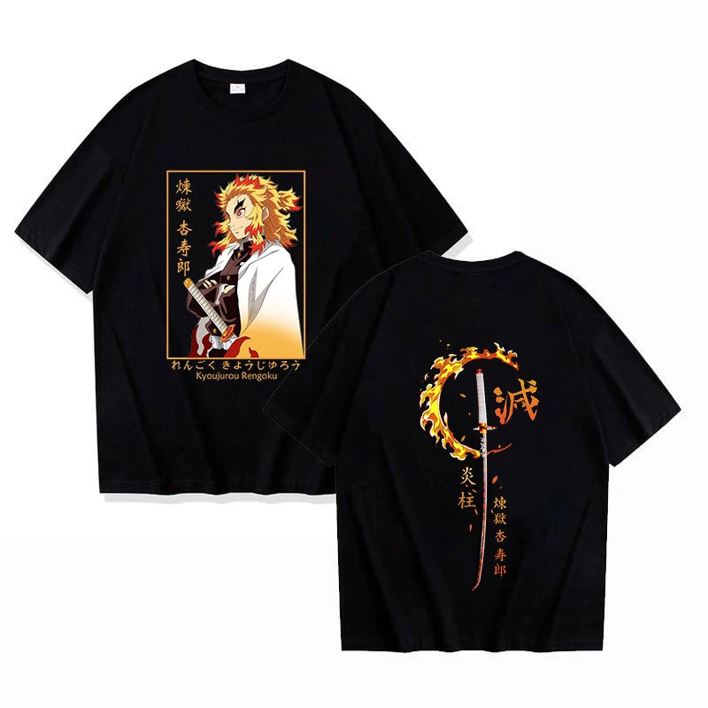 Rengoku Pure Cotton T-Shirt | Demon Slayer Parent-Child Tee Graphic Tees - The Eezee Shop