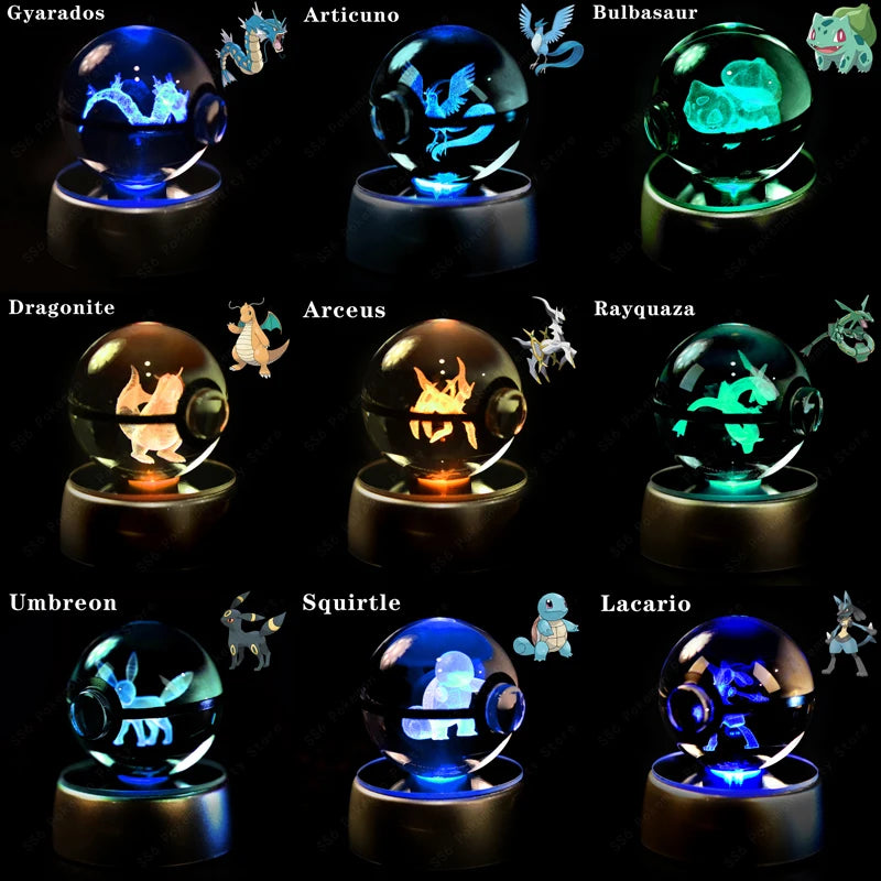 Pokemon 3D Crystal Ball Night Light | Mewtwo, Pikachu & Gengar Lamps & Night Lights - The Eezee Shop