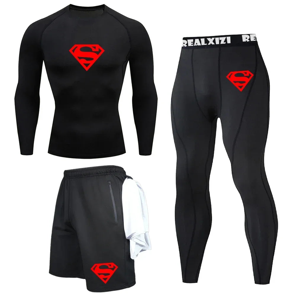 Bat Graphic Compression 3-Piece Set | Men's Gym Shirt, Shorts & Pants Gym & Compression Wear - The Eezee Shop