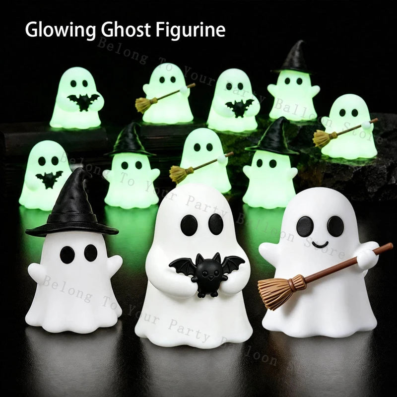 Glow-in-the-Dark Mini Ghost Figurine Set | Halloween Table Decor Halloween Figurines - The Eezee Shop