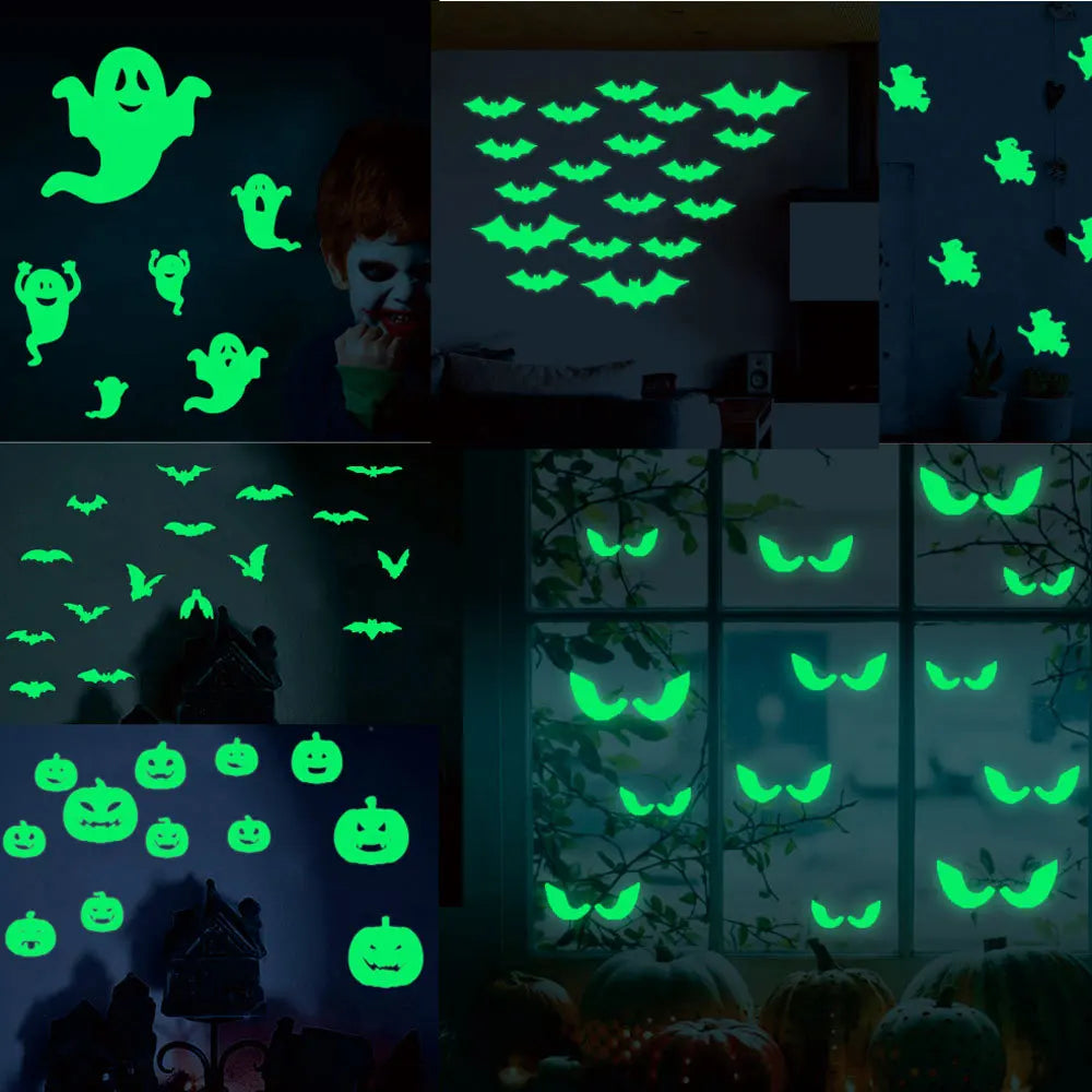 Glow-in-the-Dark Halloween Window Stickers | Eyes, Bats & Ghosts Halloween Decorations - The Eezee Shop
