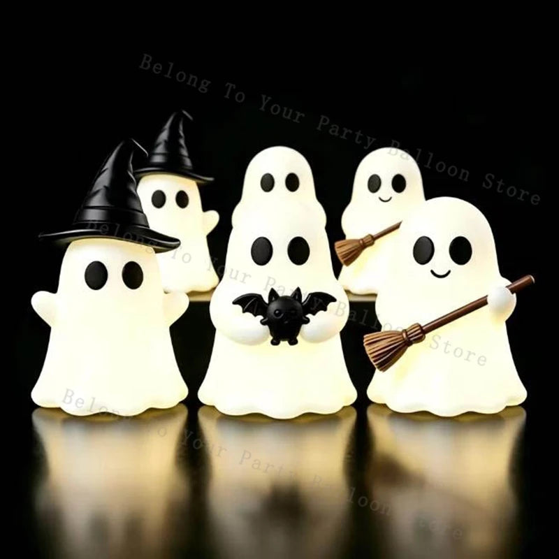 Glow-in-the-Dark Mini Ghost Figurine Set | Halloween Table Decor Halloween Figurines - The Eezee Shop