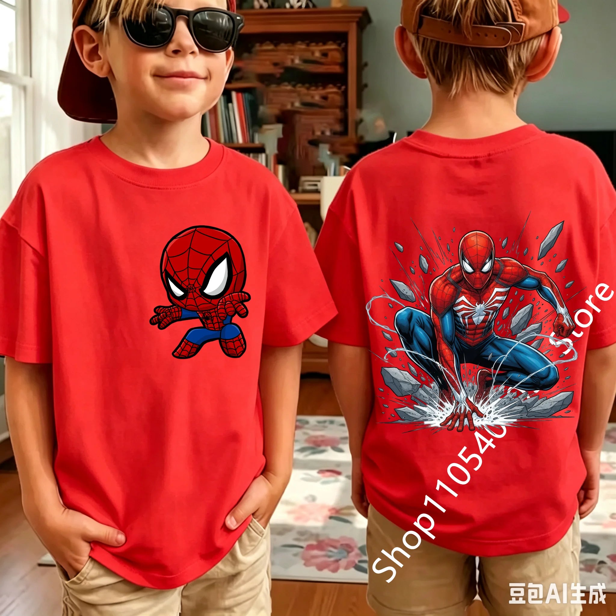 Kids Spider Character T-Shirt | Cute Breathable Summer Tee Graphic Tees - The Eezee Shop