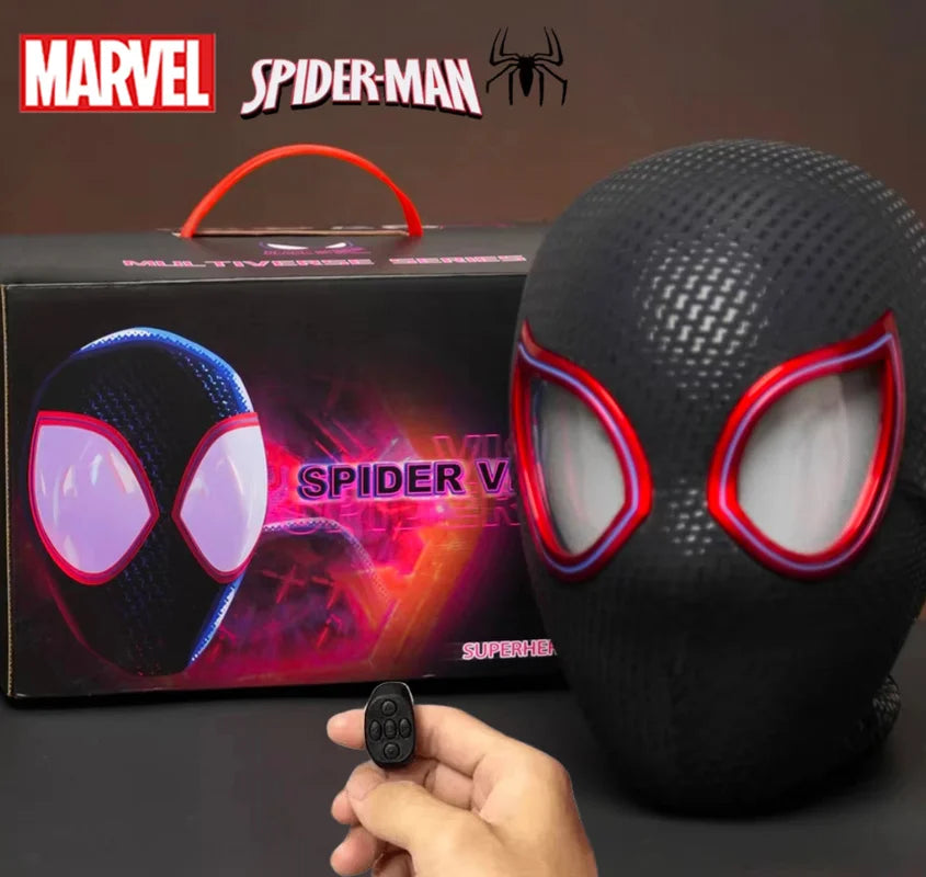 Miles Morales Light-Up Mask | Moving Eyes Ring Control 1:1 Cosplay Masks & Helmets - The Eezee Shop