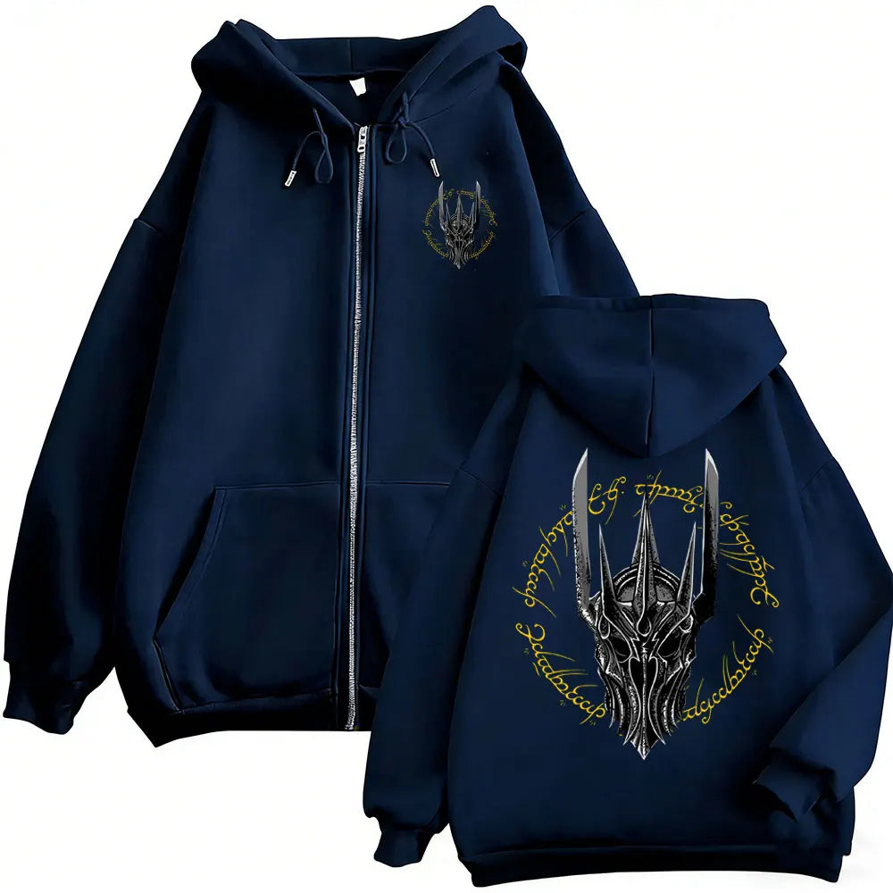 Sauron Eye Zip-Up Hoodie | Vintage Oversized Fantasy Jacket Hoodies & Sweatshirts - The Eezee Shop
