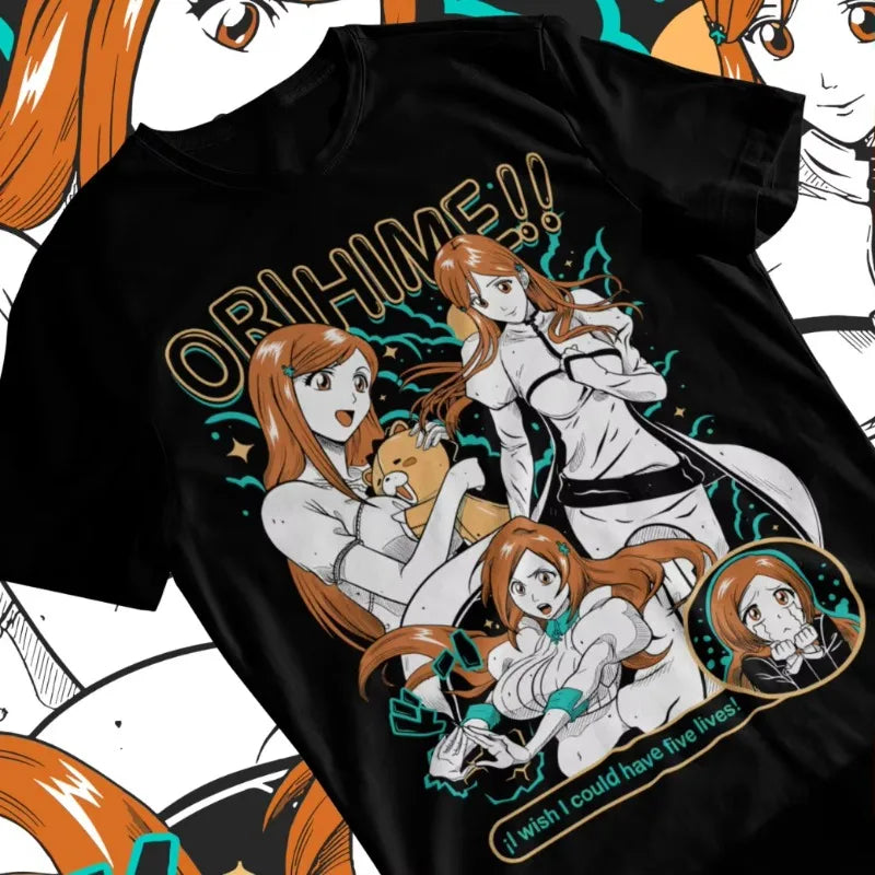 Trend Summer 2026 Cosplay Neutral Black and White Orihime Inoue T-Shirt Ichigo Bleach Anime Manga Zaraki Kenpachi Soft Tee Other - The Eezee Shop