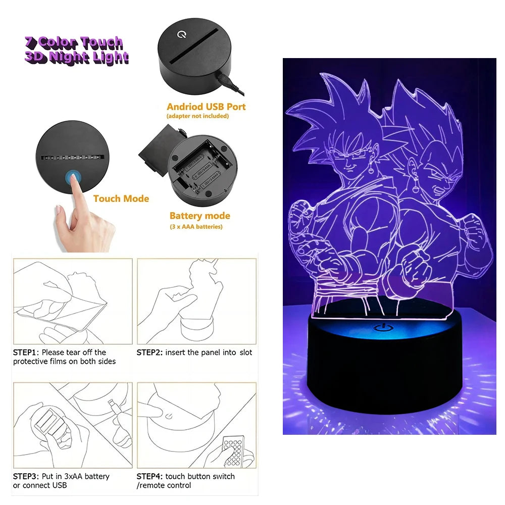Dragon Ball Z 3D Figure Lamp | Goku, Vegeta, Gohan & Broly Lamps & Night Lights - The Eezee Shop