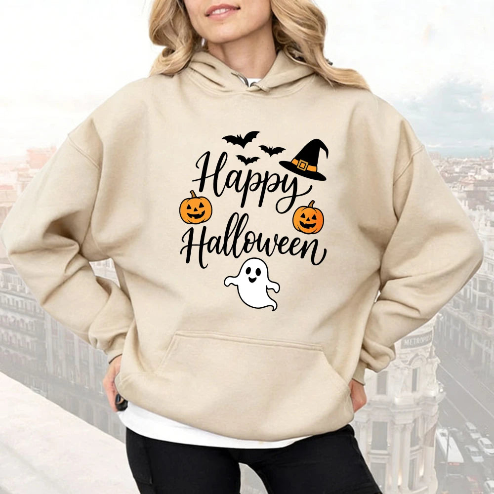 Happy Halloween Slogan Hoodie | Unisex Witch Hat Pumpkin Pullover Hoodies & Sweatshirts - The Eezee Shop