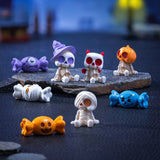 Mini Halloween Skeleton & Pumpkin Figurines | 10-Pack Resin Set Halloween Figurines - The Eezee Shop