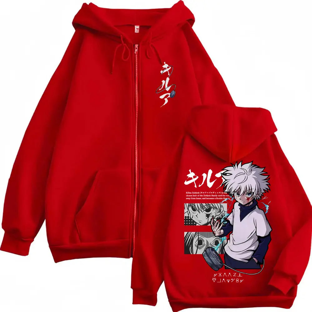 Killua Zoldyck Zip-Up Hoodie | Hunter x Hunter Fleece Jacket Hoodies & Sweatshirts - The Eezee Shop