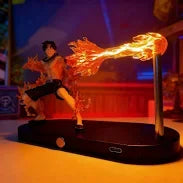 Portgas D. Ace LED Night Light | One Piece Flame Lamp Wood Base Lamps & Night Lights - The Eezee Shop