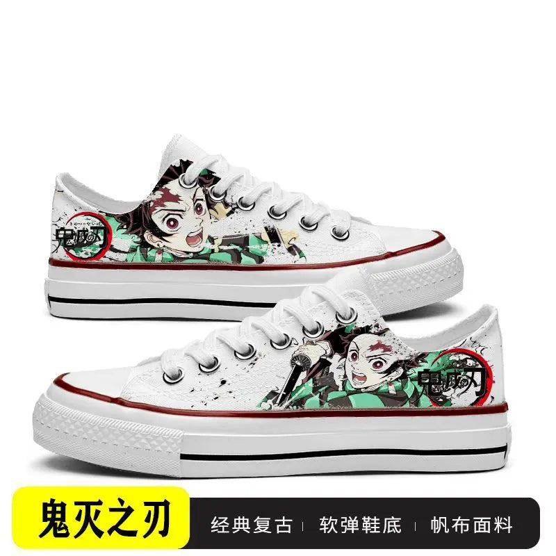 Tanjiro Canvas Sneakers | Demon Slayer Low-Top Graffiti Shoes Sneakers - The Eezee Shop