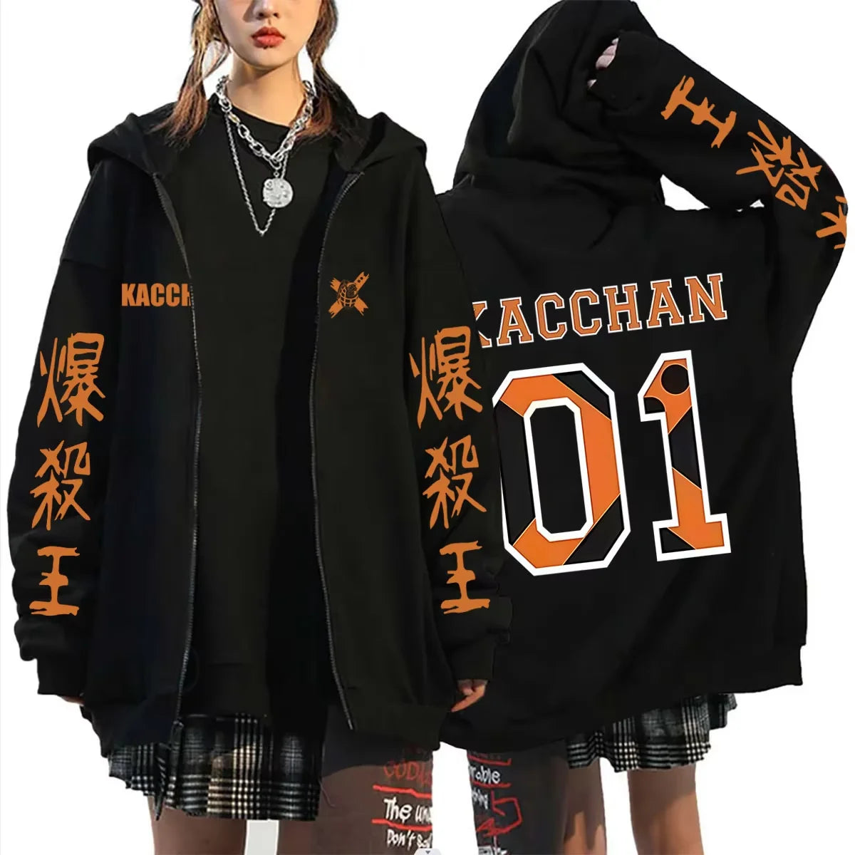 Bakugo Katsuki Zip-Up Hoodie | My Hero Academia Oversized Jacket Hoodies & Sweatshirts - The Eezee Shop