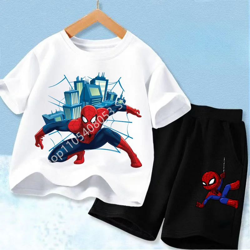 Kids Spider Hero T-Shirt & Shorts Set | Summer Outfit 3-12Y Outfit Sets - The Eezee Shop