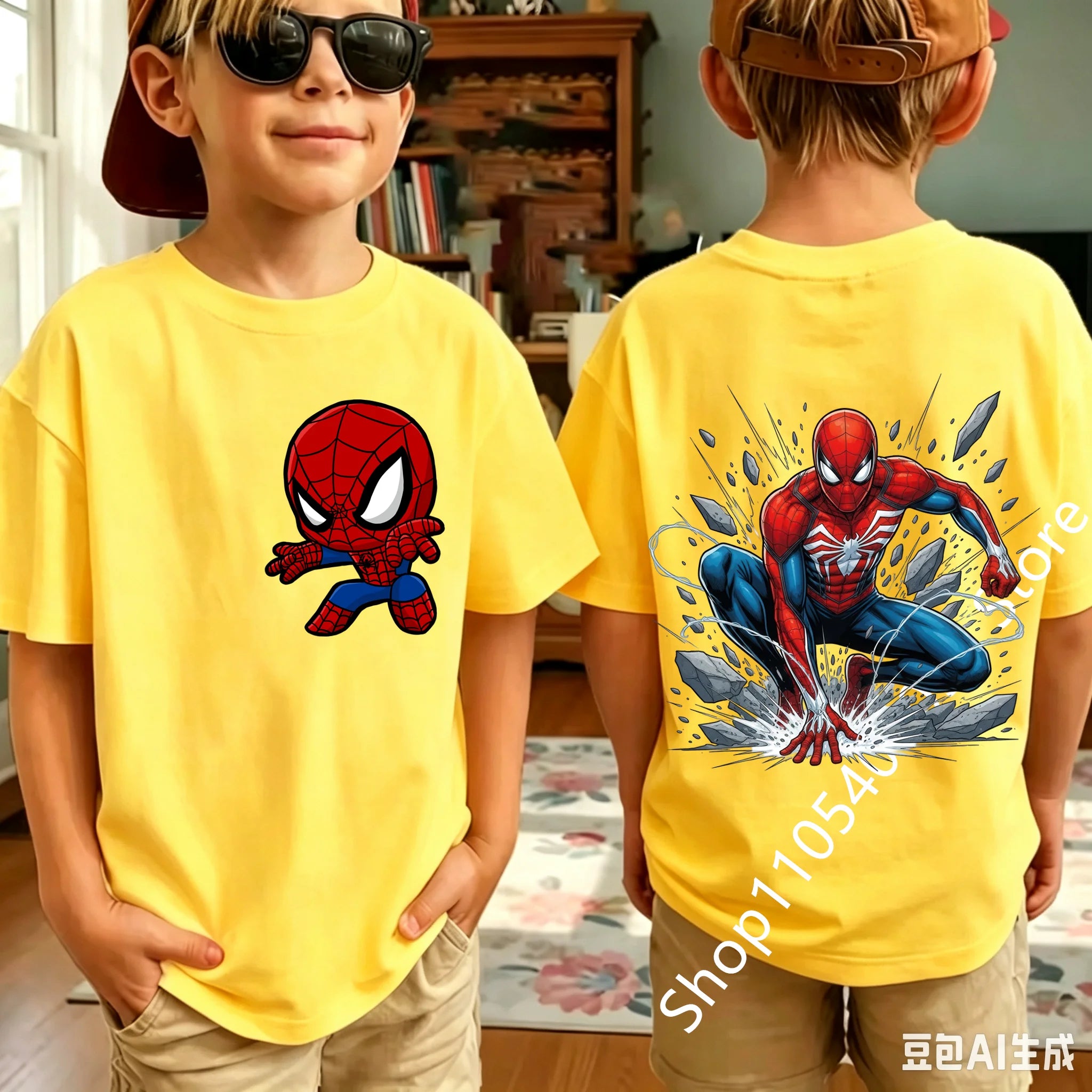 Kids Spider Character T-Shirt | Cute Breathable Summer Tee Graphic Tees - The Eezee Shop