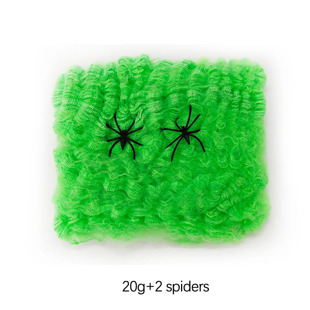 Glow Stretch Spider Web with Spiders | Halloween Cobweb Decor Halloween Decorations - The Eezee Shop
