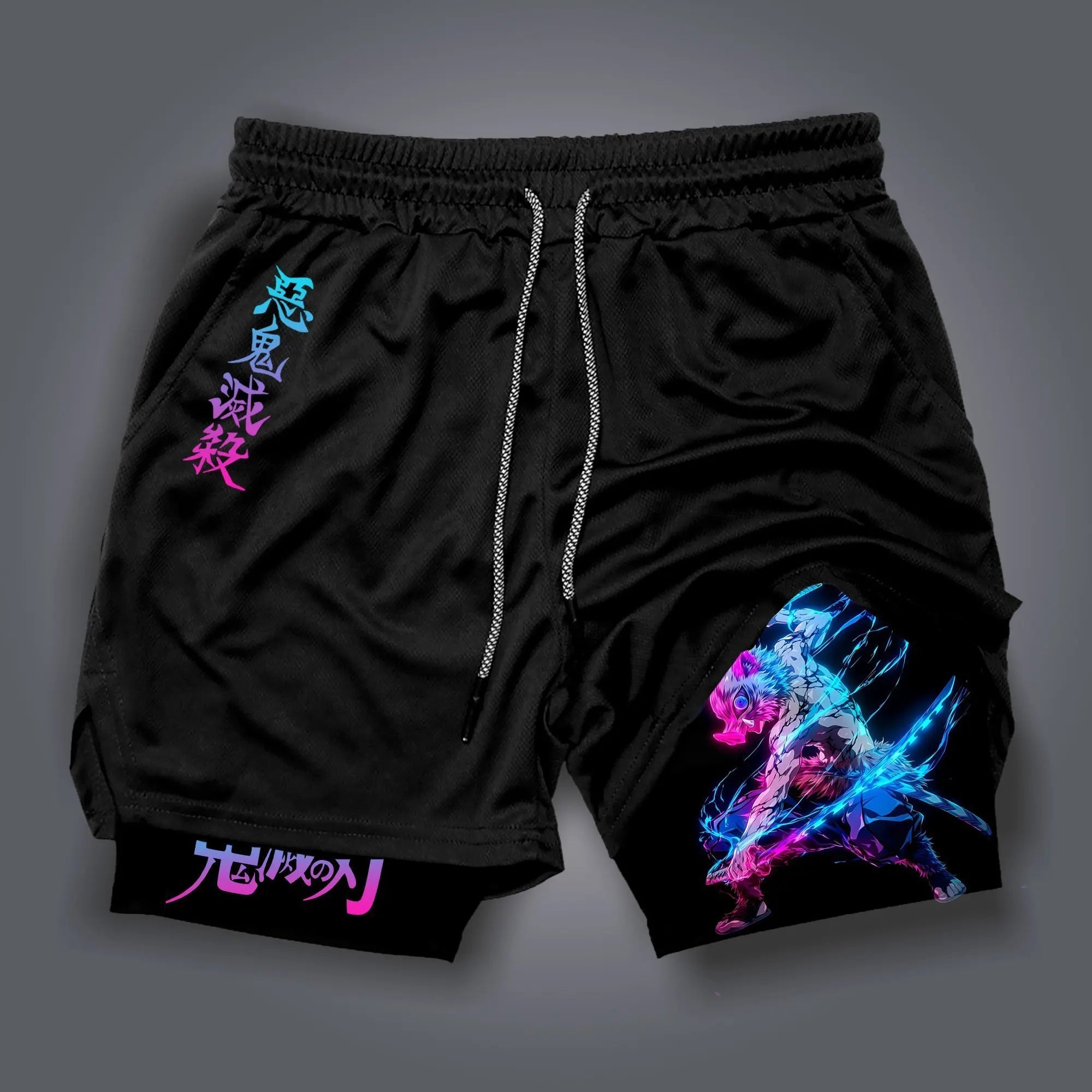 Demon Slayer Double-Layer Gym Shorts | Men's Quick-Dry Shorts Shorts - The Eezee Shop