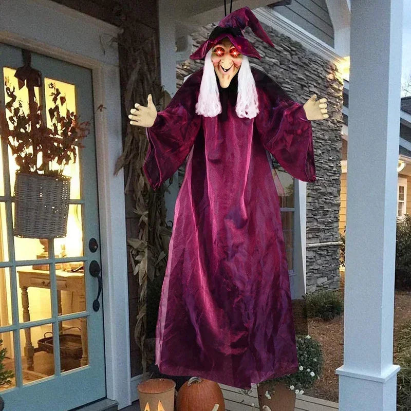 Life-Size Talking Witch Animatronic | Purple Halloween Prop Outdoor Halloween Decorations - The Eezee Shop