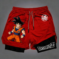 Dragon Ball Anime GOKU Peripheral Printed Double Layer Shorts 2026 Latest Spring and Summer Sports Men's Loose Breathable Pants Performance shorts - The Eezee Shop
