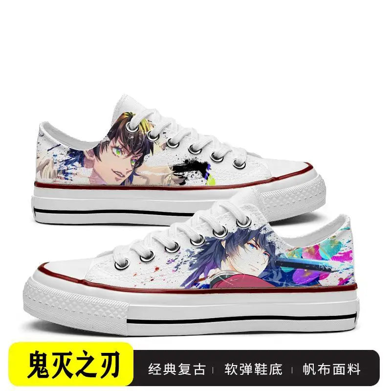 Tanjiro Canvas Sneakers | Demon Slayer Low-Top Graffiti Shoes Sneakers - The Eezee Shop