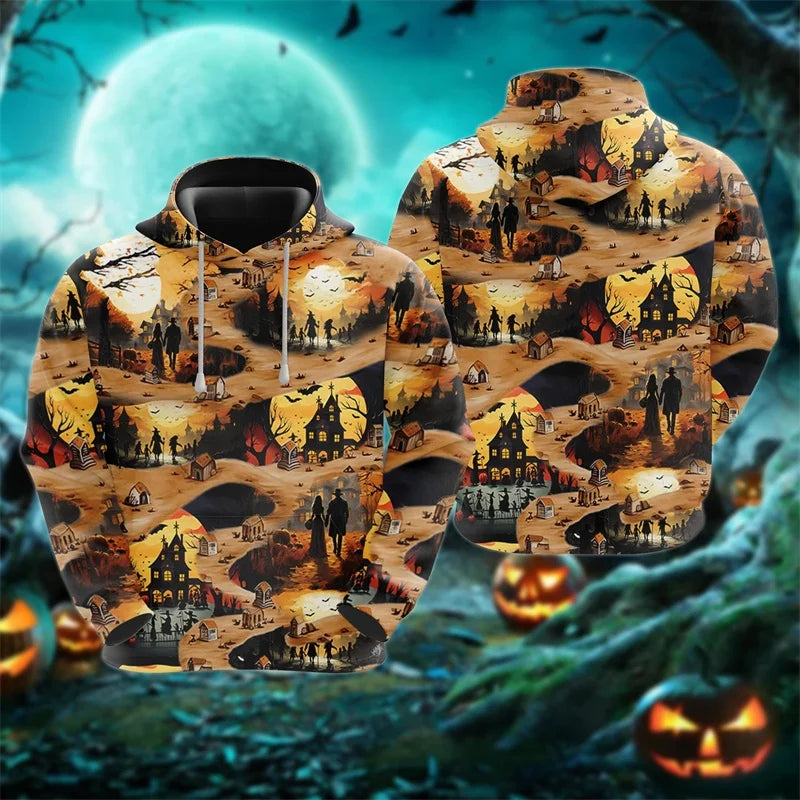 3D Ghost Candy Halloween Hoodie | Men's Witch Pattern Pullover Hoodies & Sweatshirts - The Eezee Shop