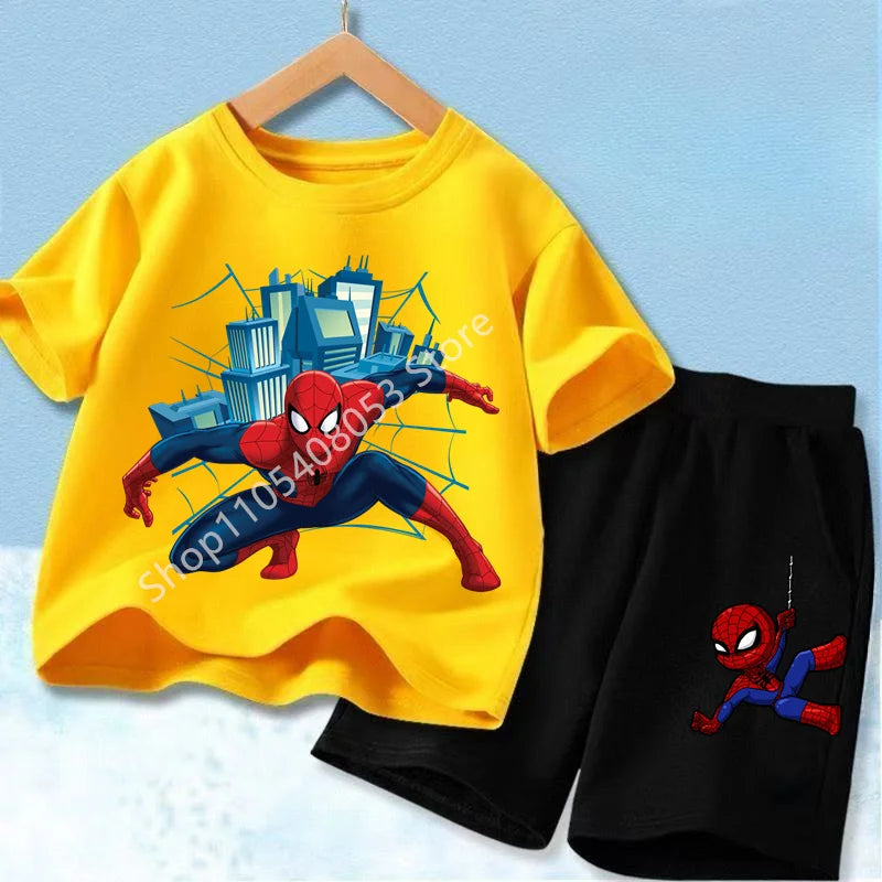 Kids Spider Hero T-Shirt & Shorts Set | Summer Outfit 3-12Y Outfit Sets - The Eezee Shop
