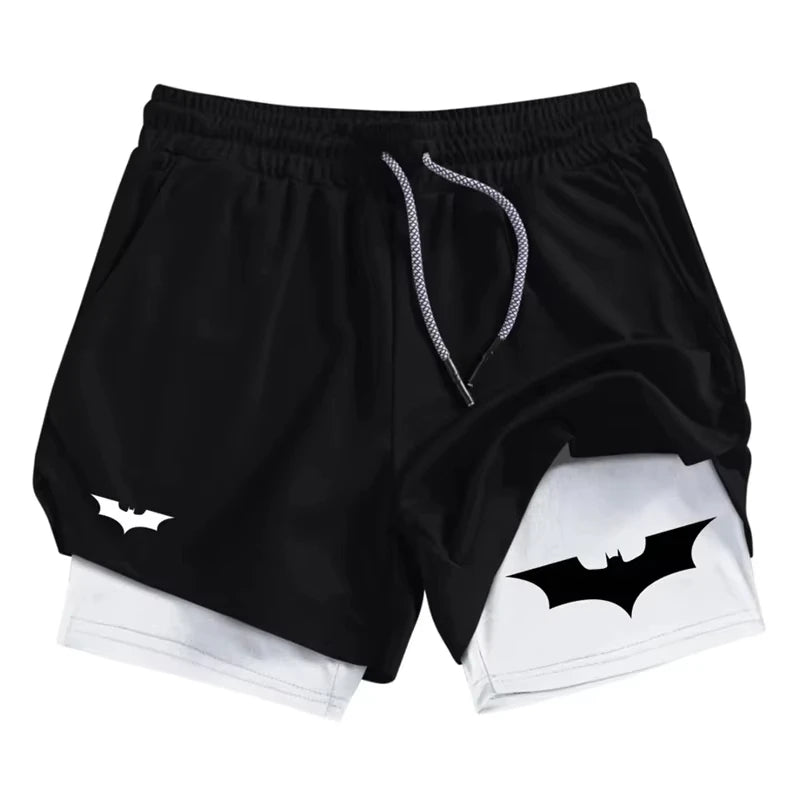 Bat Print 2-in-1 Gym Shorts | Men's Quick-Dry Shorts with Pocket Shorts - The Eezee Shop