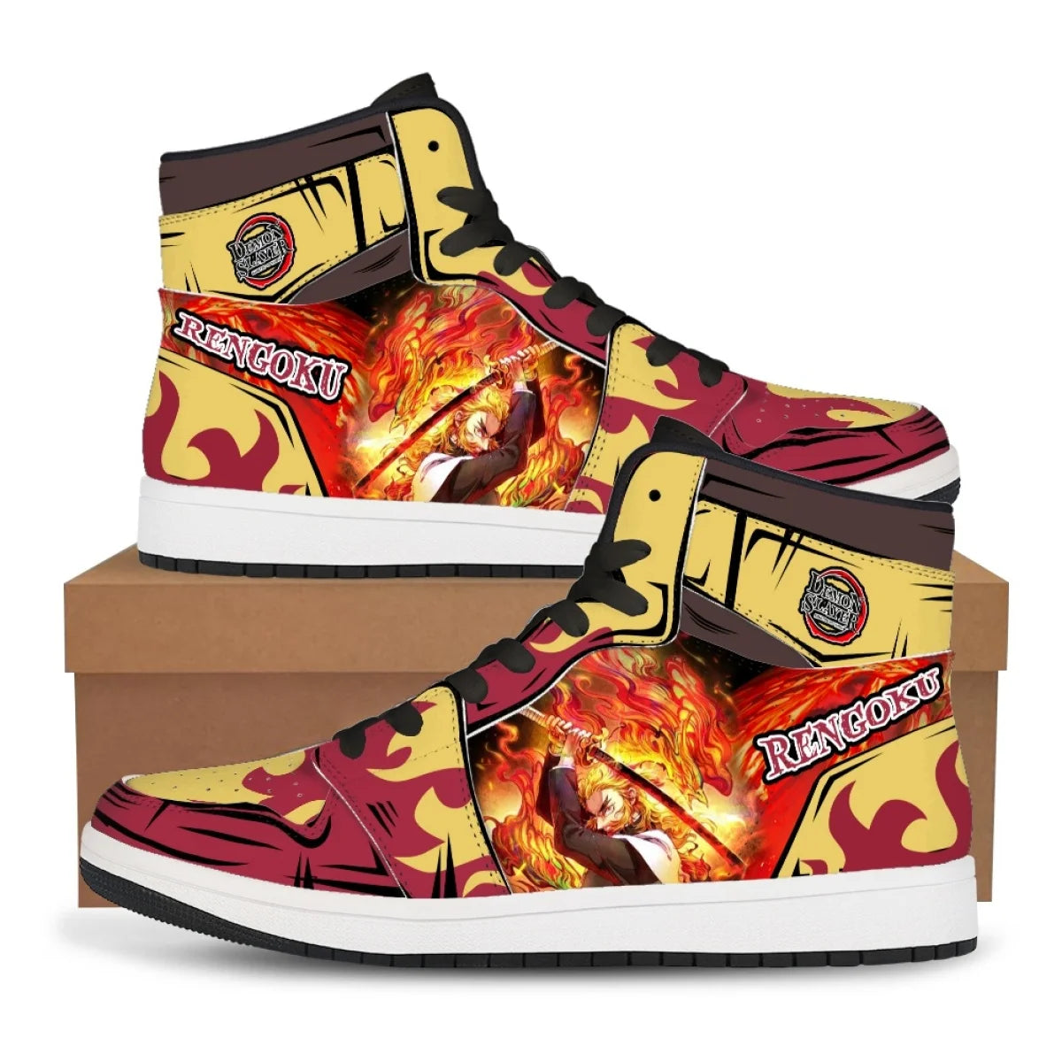 Demon Slayer High-Top Sneakers | Nezuko & Rengoku Print Shoes Sneakers - The Eezee Shop