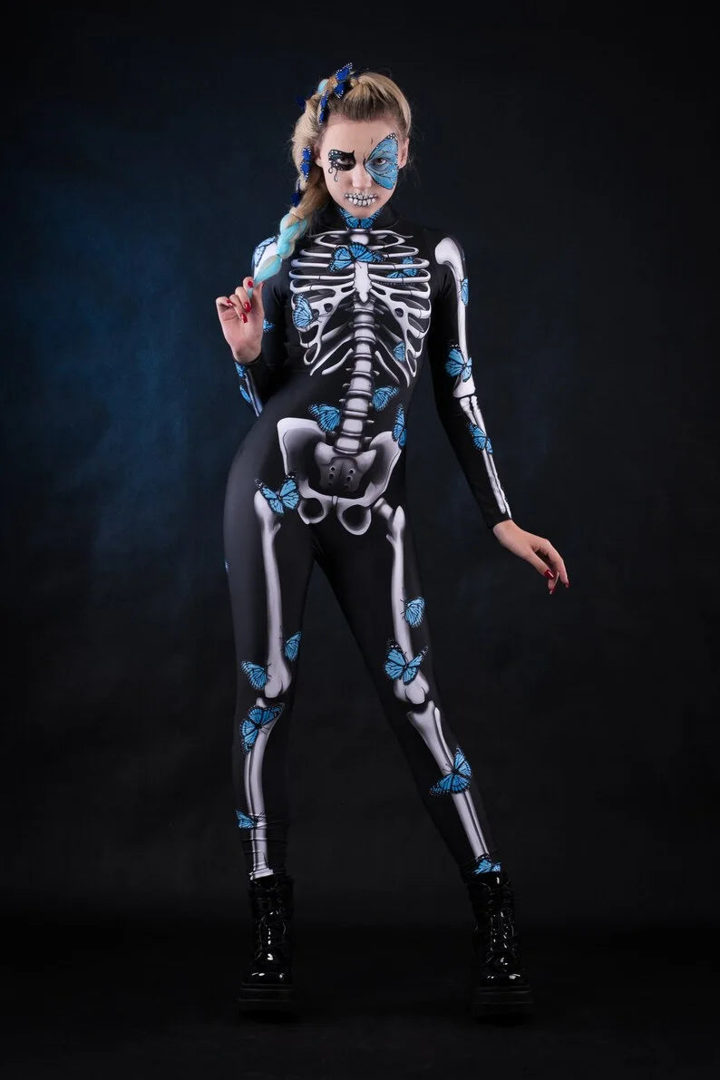 3D Skeleton Zentai Bodysuit | Couples Halloween Jumpsuit Halloween Costumes - The Eezee Shop