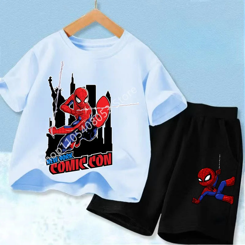 Spider Hero Kids Summer Set | Short Sleeve Top & Shorts Outfit Sets - The Eezee Shop