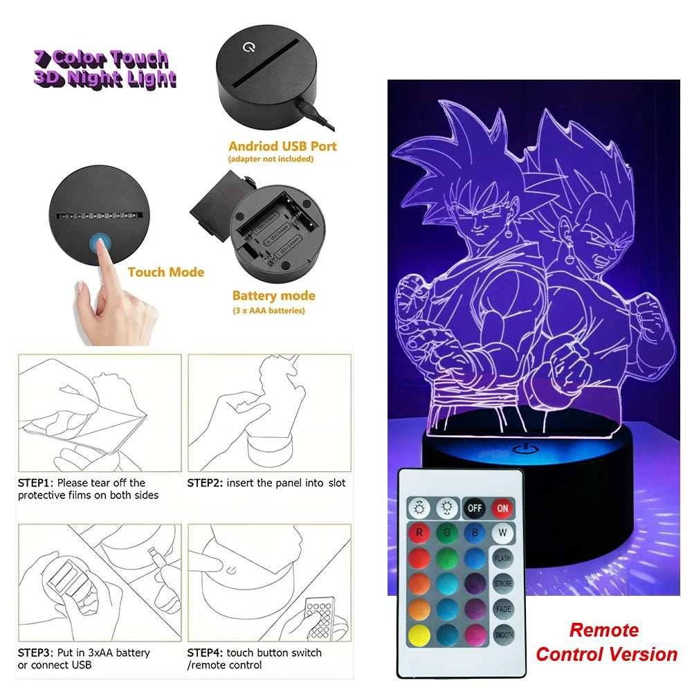 Dragon Ball Z 3D Figure Lamp | Goku, Vegeta, Gohan & Broly Lamps & Night Lights - The Eezee Shop