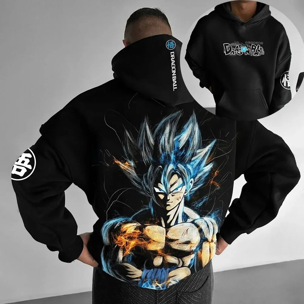 Super Saiyan Goku Retro Hoodie | Pure Cotton Dragon Ball Pullover Hoodies & Sweatshirts - The Eezee Shop