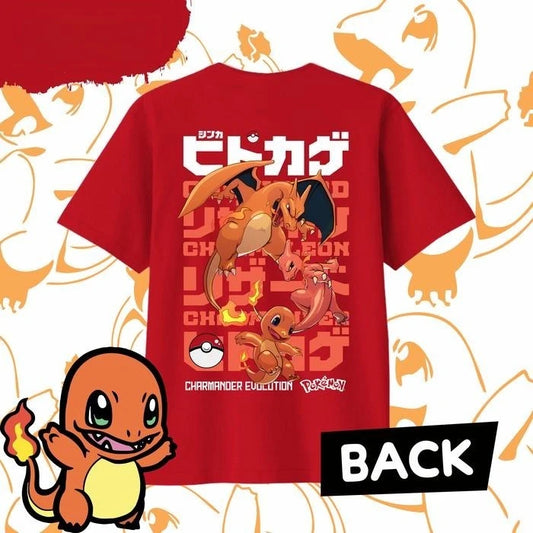 2026 Summer Pokémon Anime CHARMANDER 100% Pure Cotton Printed T-shirt Anime Tshirts - The Eezee Shop
