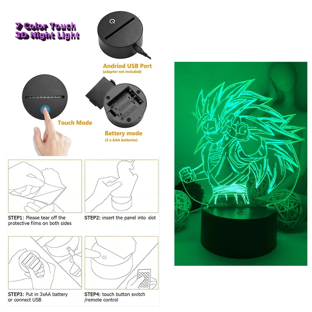 Dragon Ball Z 3D Figure Lamp | Goku, Vegeta, Gohan & Broly Lamps & Night Lights - The Eezee Shop