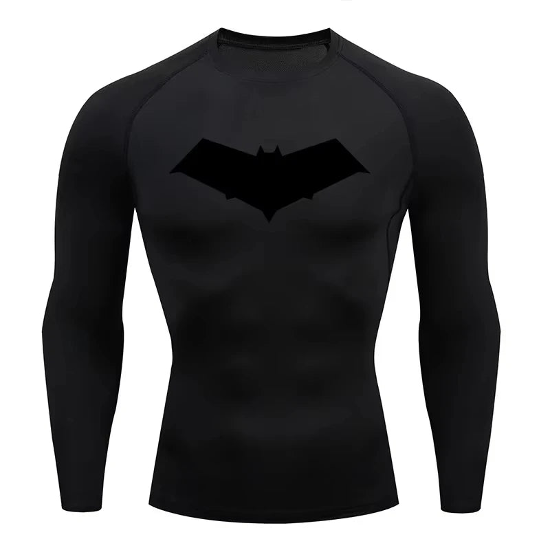 Bat Print Compression Long Sleeve | Men's Quick-Dry Rashguard Gym & Compression Wear - The Eezee Shop