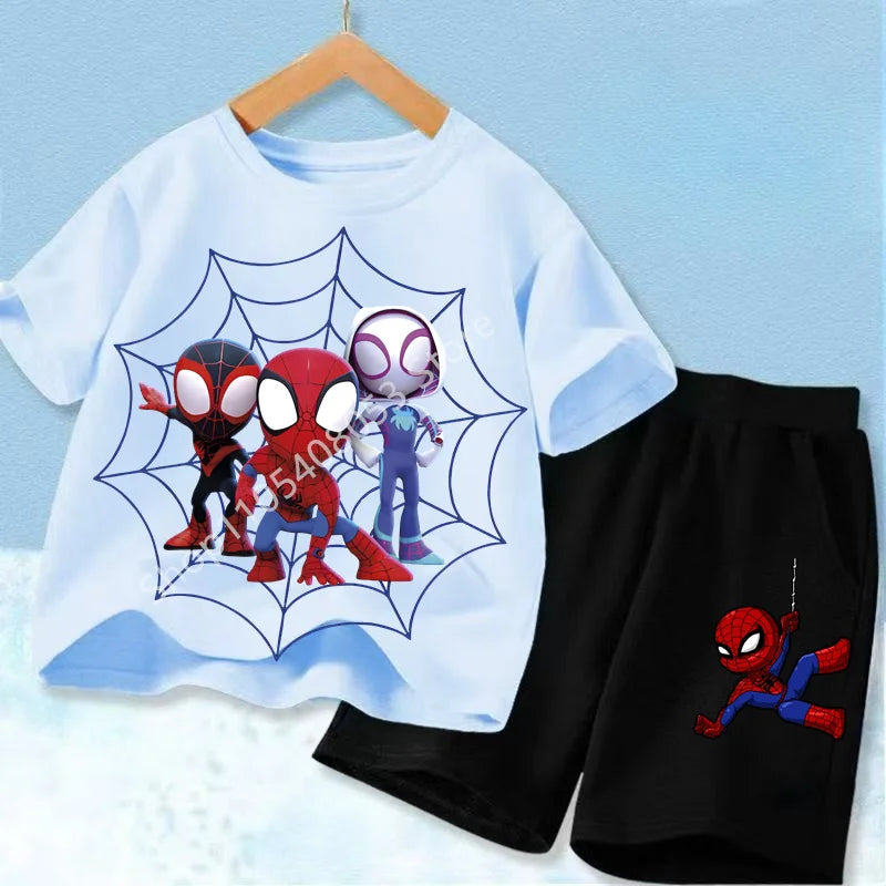Spider Hero Kids Summer Set | Short Sleeve Top & Shorts Outfit Sets - The Eezee Shop