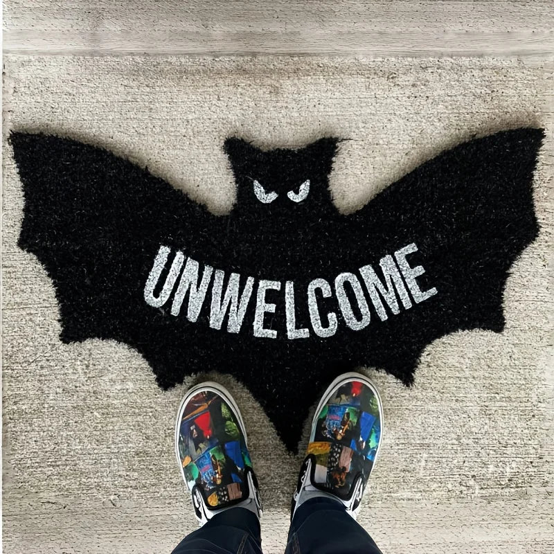 Black Bat Shaped Doormat | Gothic Washable Entrance Mat Rugs & Doormats - The Eezee Shop