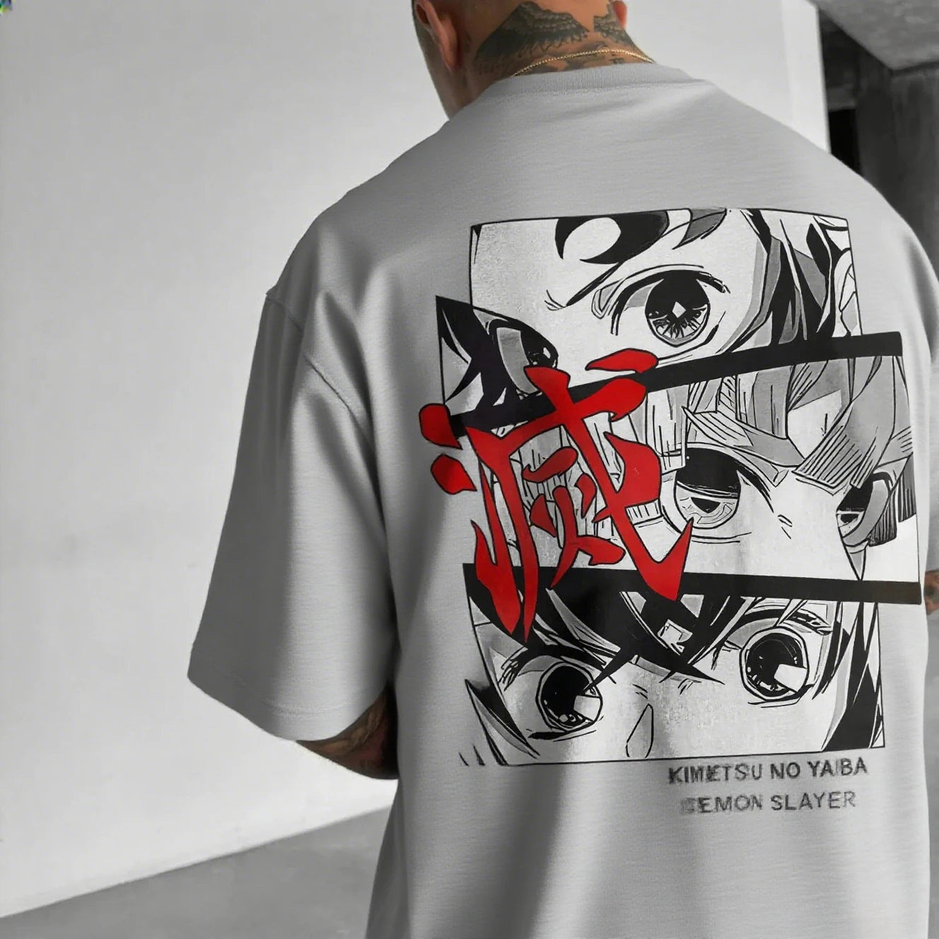 Oversized Men's T-shirt Demon Slayer Anime Print Summer Trendy Women Short Sleeve Graphic Tee Streetwear Casual Tops Y2K Clothes Anime Tshirts - The Eezee Shop