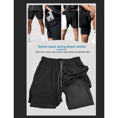 Dragon Ball Hot Blood Anime Peripheral Double-layer Shorts 2026 Men's Comfortable and Breathable Sports Five-point Pants Performance shorts - The Eezee Shop