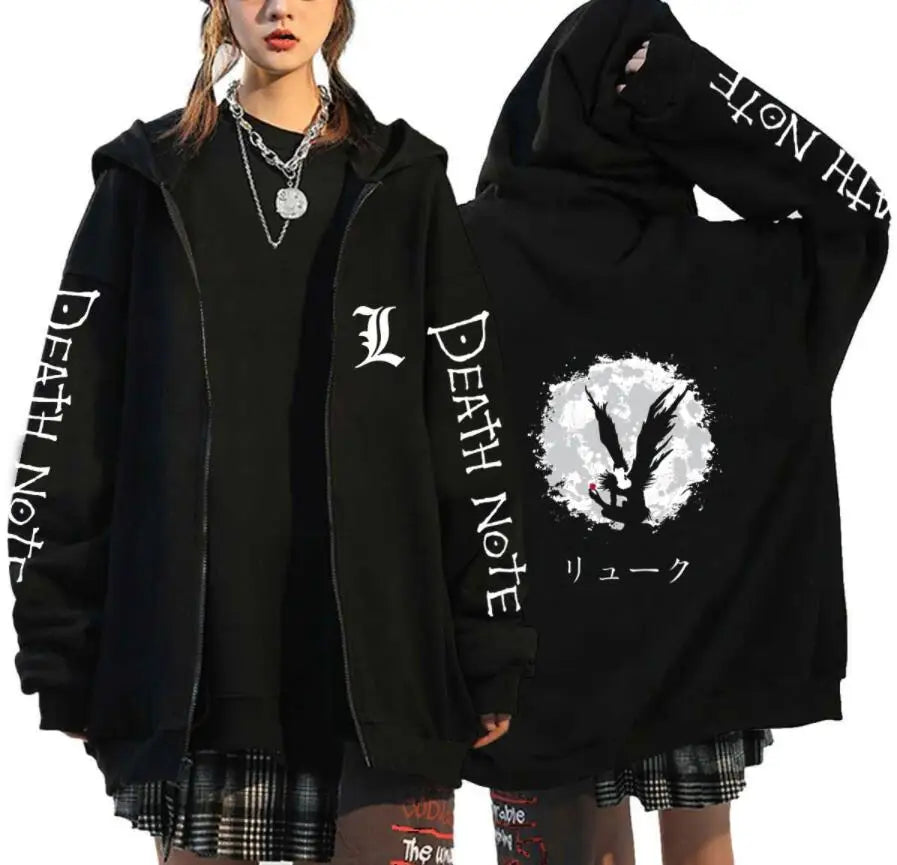 Death Note Zip-Up Hoodie | Misa, L & Ryuk Fleece Sweatshirt Hoodies & Sweatshirts - The Eezee Shop