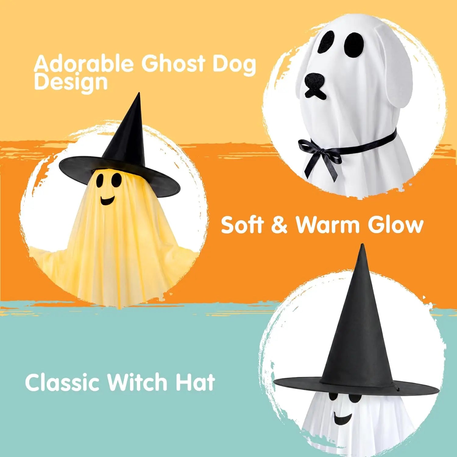 2Pcs Outdoor Halloween Decorations 55" Standing Ghost and 23" Dog Ghost Cute Set with Warm White LED Lights 8 Lightng Modes & Timer for Yard Lawn Party Favors and Halloween Decor Outside Indoor - The Eezee Shop