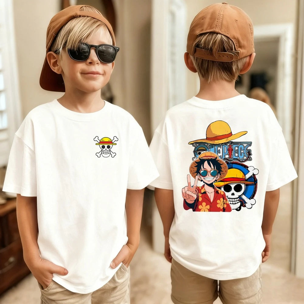 Kids One Piece T-Shirt | Luffy & Zoro Cotton Anime Tee Graphic Tees - The Eezee Shop