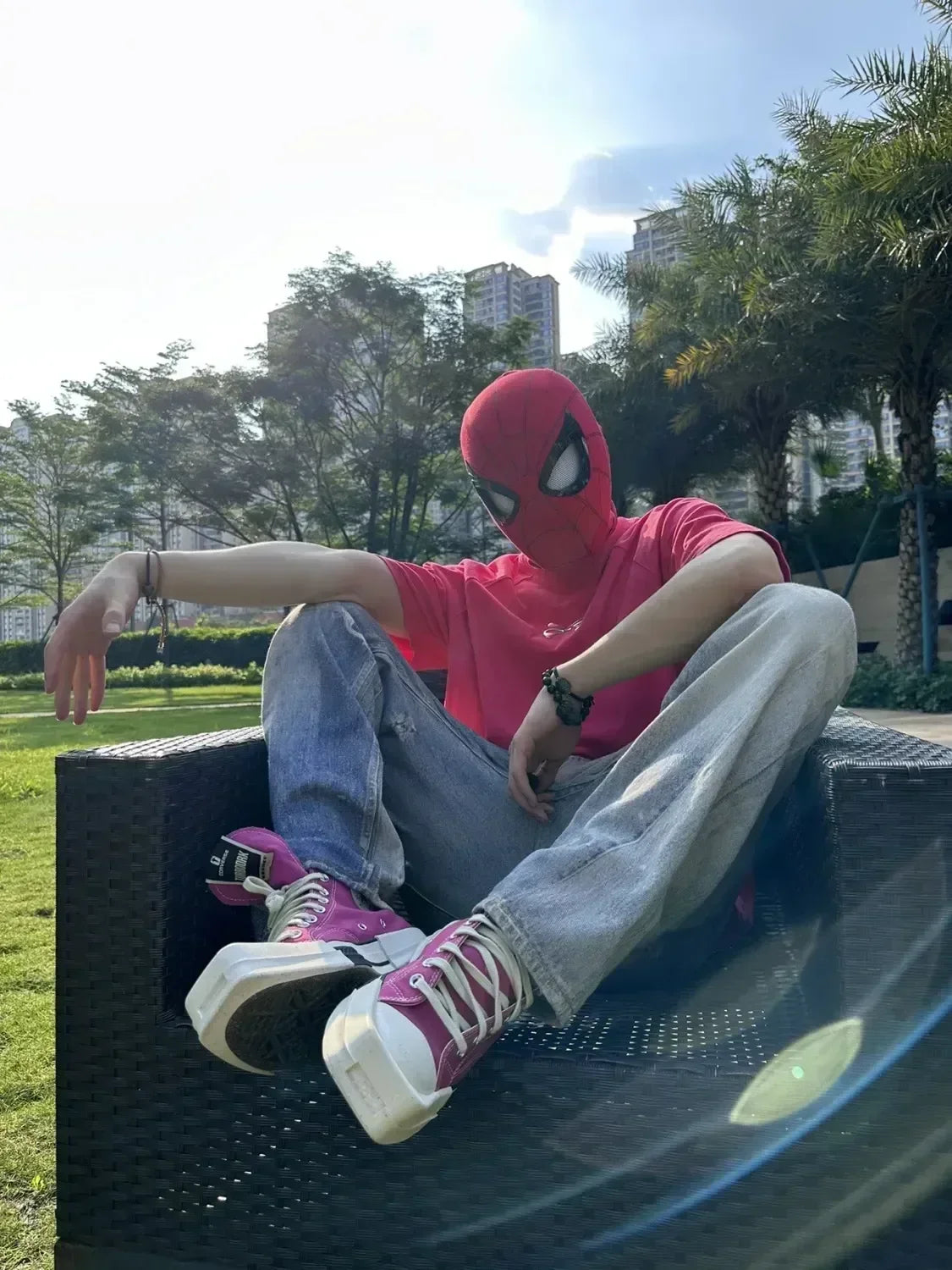 Miles Morales Light-Up Mask | Moving Eyes Ring Control 1:1 Cosplay Masks & Helmets - The Eezee Shop