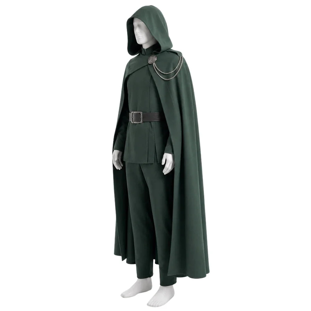 Doctor Doom Costume with Mask | Green Hooded Cloak, Coat & Pants Cosplay Costumes - The Eezee Shop