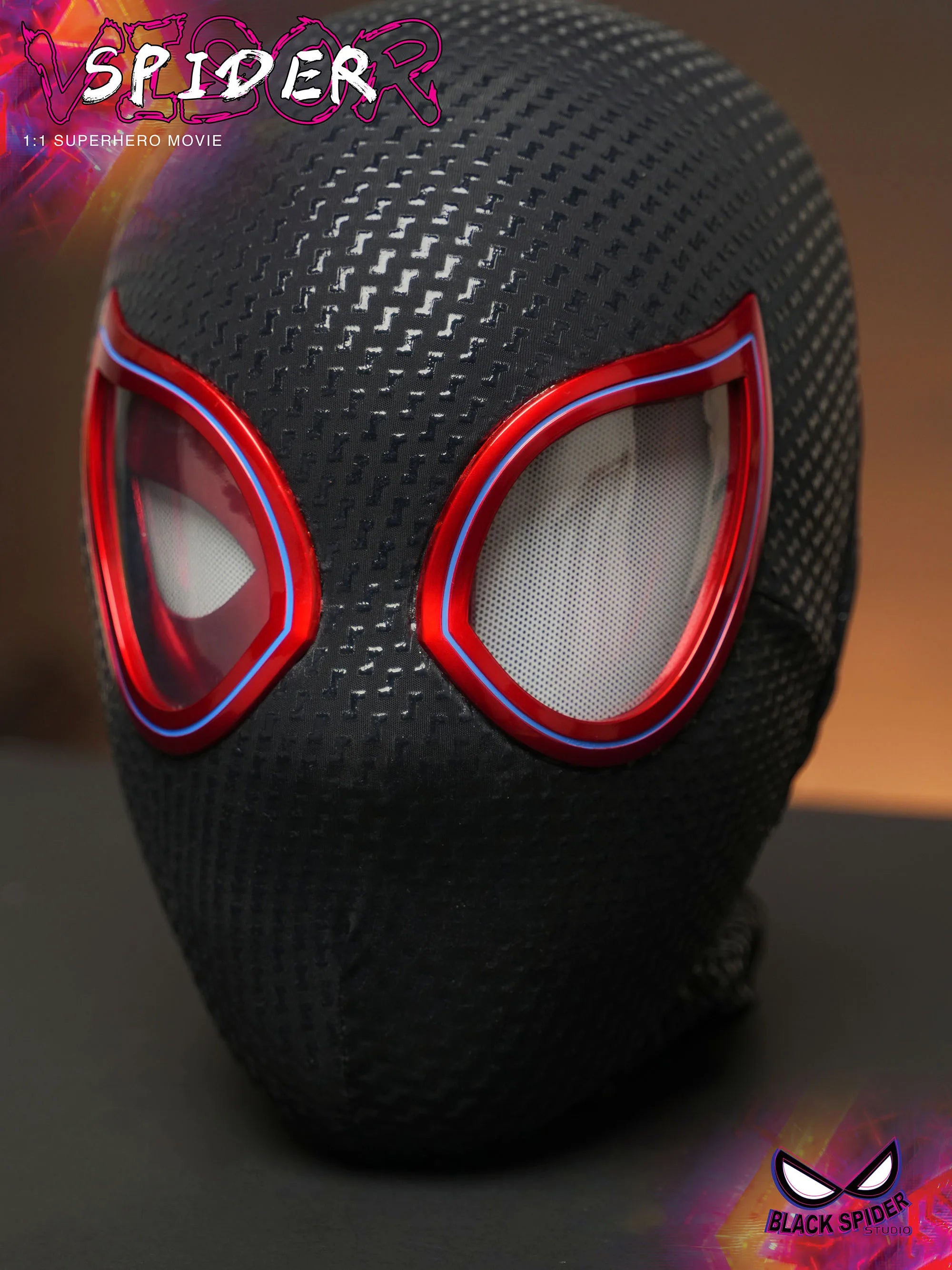 Miles Morales Light-Up Mask | Moving Eyes Ring Control 1:1 Cosplay Masks & Helmets - The Eezee Shop