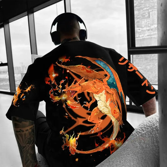 Pokémon Anime Peripheral Pikachu Double-sided Printed T-shirt 2026 Summer Kids Tee Outdoor Training and Fitness Men's Sportswear Anime Tshirts - The Eezee Shop