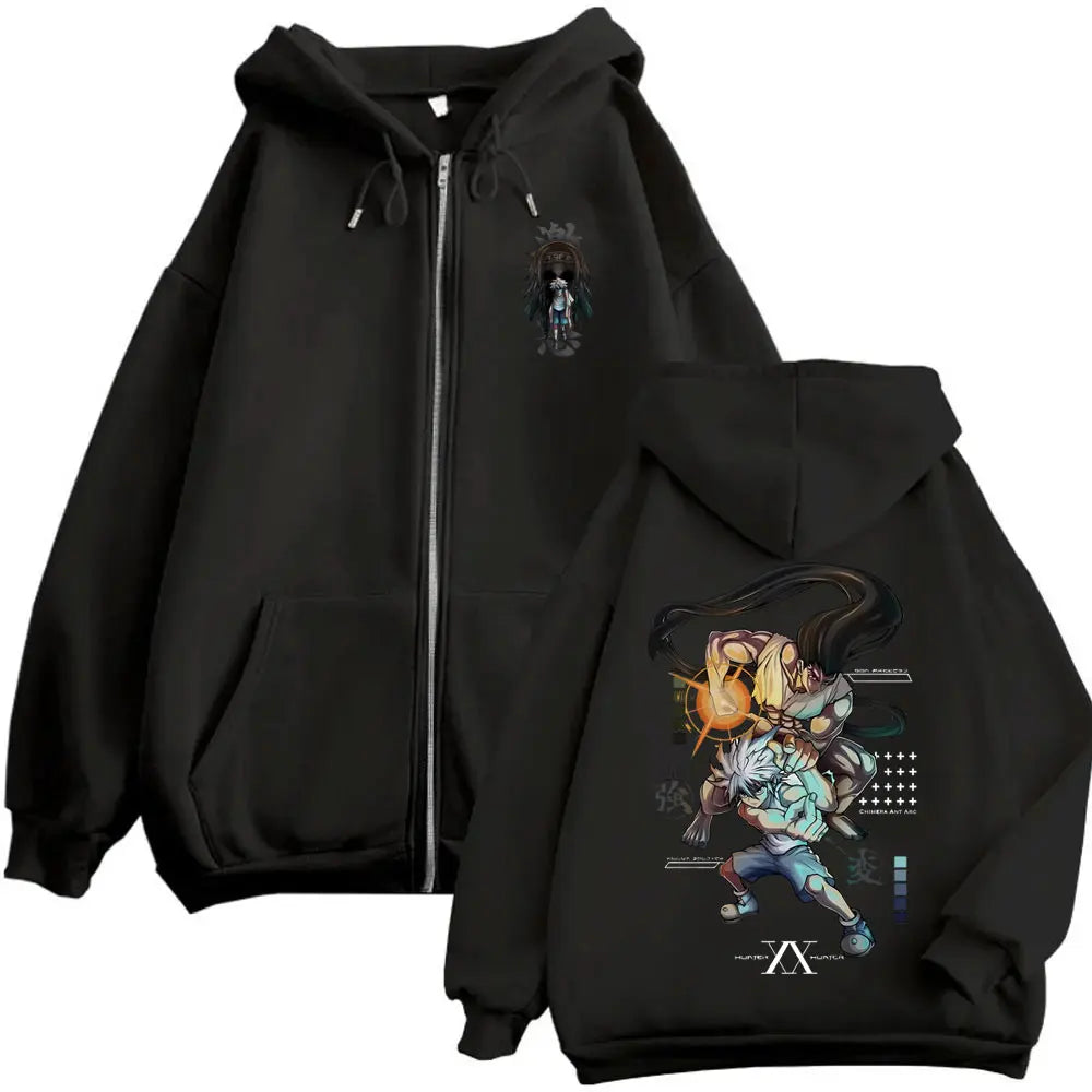 Killua Zoldyck Zip-Up Hoodie | Hunter x Hunter Fleece Jacket Hoodies & Sweatshirts - The Eezee Shop